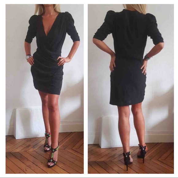 Maje Dresses & Skirts - Maje black silk mini wrap dress
